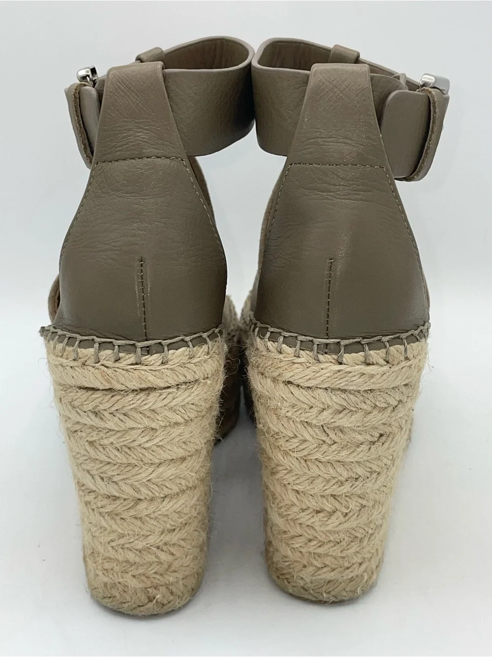 Marc Fisher “Lannie” Wedge Espadrille Platform Sandal in Taupe
